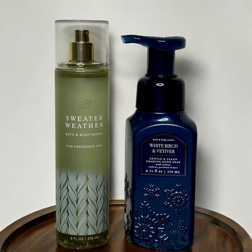Bath & Body Works Sweater Weather & White Birch & Vetiver Mist & Hand Soap NWT